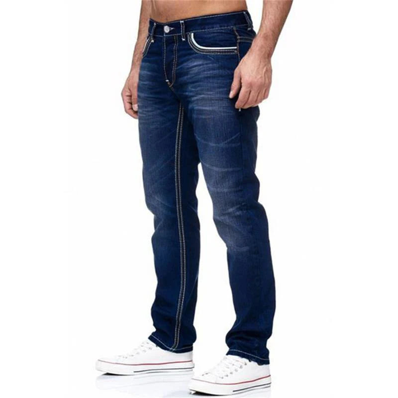 Jeans Rectos para Hombre de Mezclilla – Estilo Casual Streetwear, Negro y Azul Claro