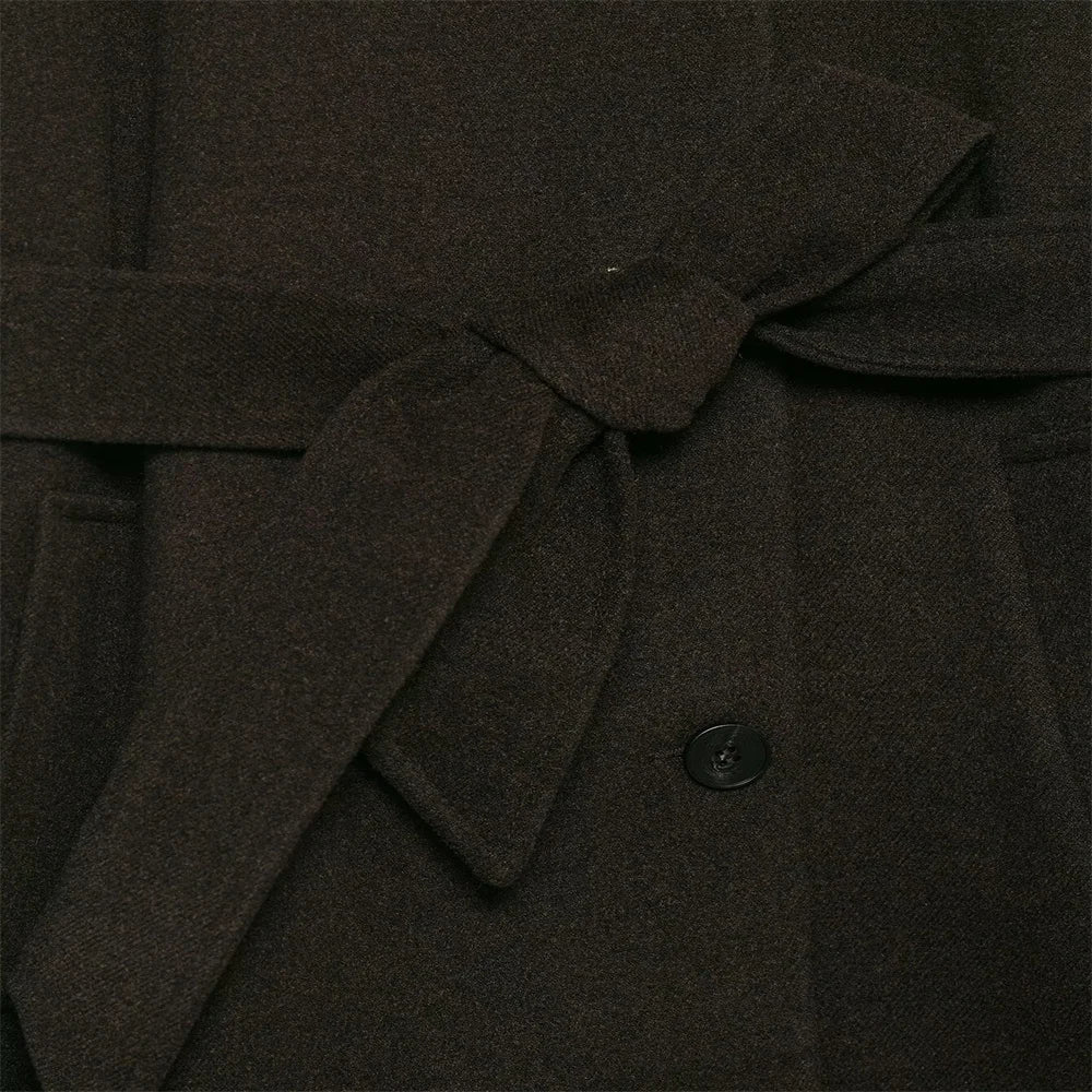 Abrigo Nuevo de Mujer – Moda 2024, Cuello Alto y Cinturón, Diseño Simple y Elegante