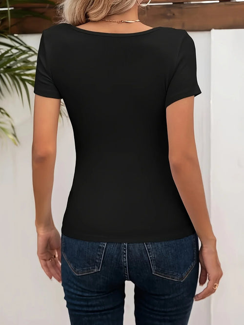 Camiseta Crop Top de Mujer Y2K con Detalles Calados – Manga Corta