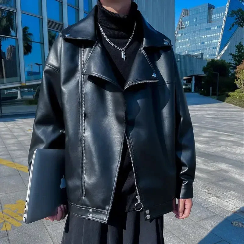 Blazer Tipo Leather Moto Hombre 2025 – Estilo Coreano