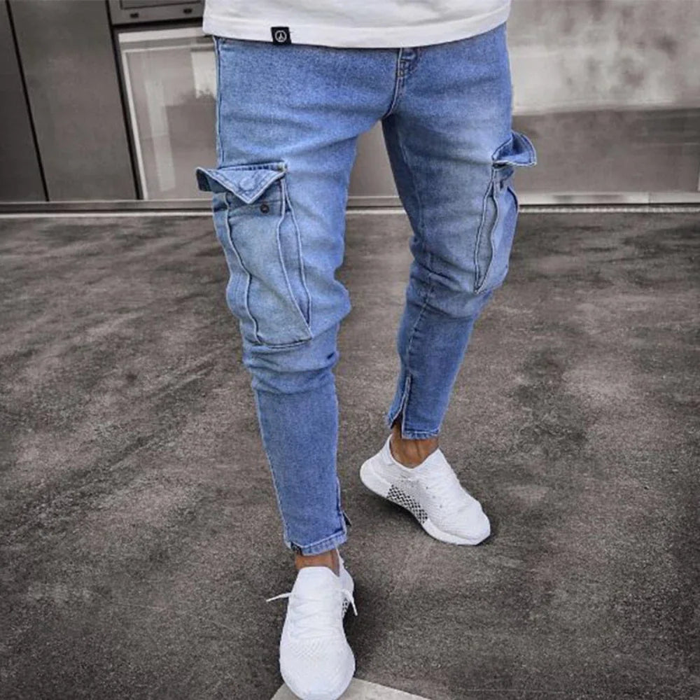 Jeans Streetwear Baggy con Bolsillos de Mezclilla – Pantalón Casual para Hombre