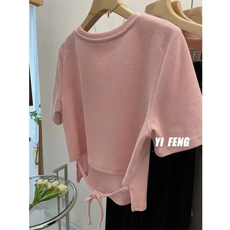 Camiseta Corta de Mujer Estilo Clásico – Manga Corta y Corte Suelto