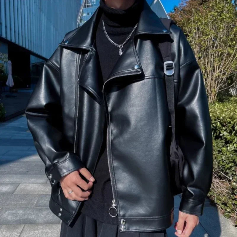 Blazer Tipo Leather Moto Hombre 2025 – Estilo Coreano