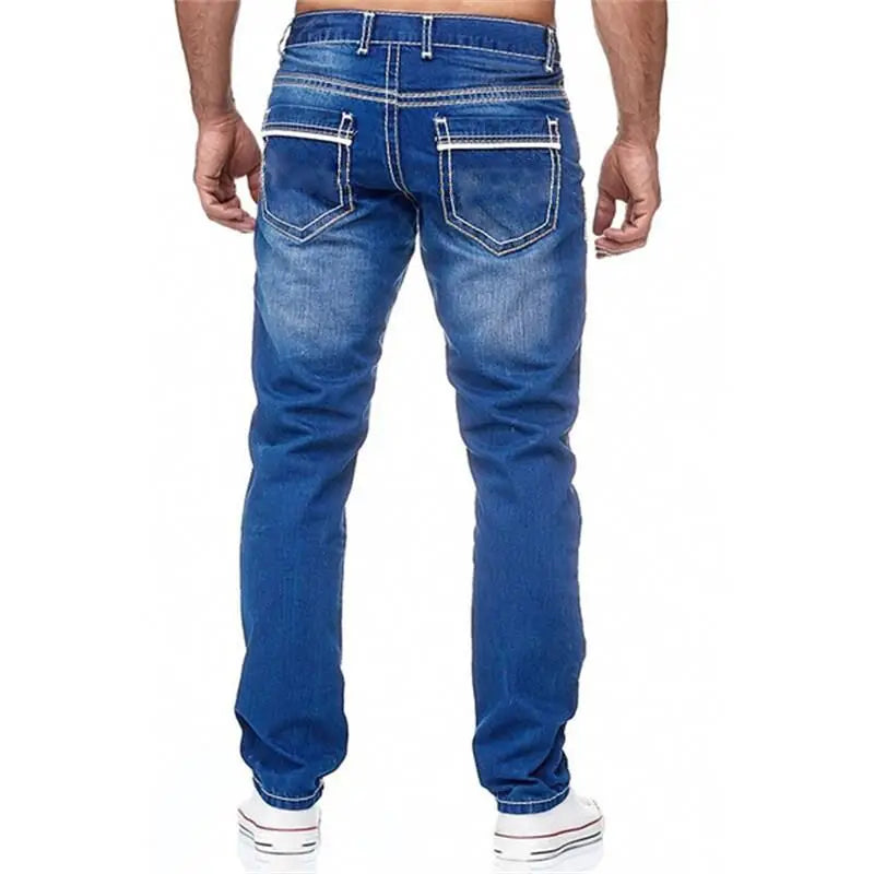 Jeans Rectos para Hombre de Mezclilla – Estilo Casual Streetwear, Negro y Azul Claro