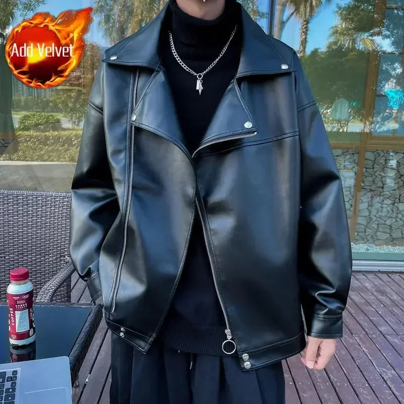 Blazer Tipo Leather Moto Hombre 2025 – Estilo Coreano