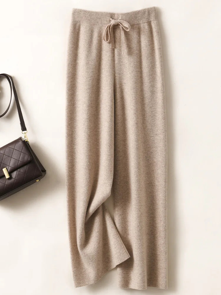 Pantalón Mujer Otoño/Invierno 100% Lana Merino – Corte Ancho Casual