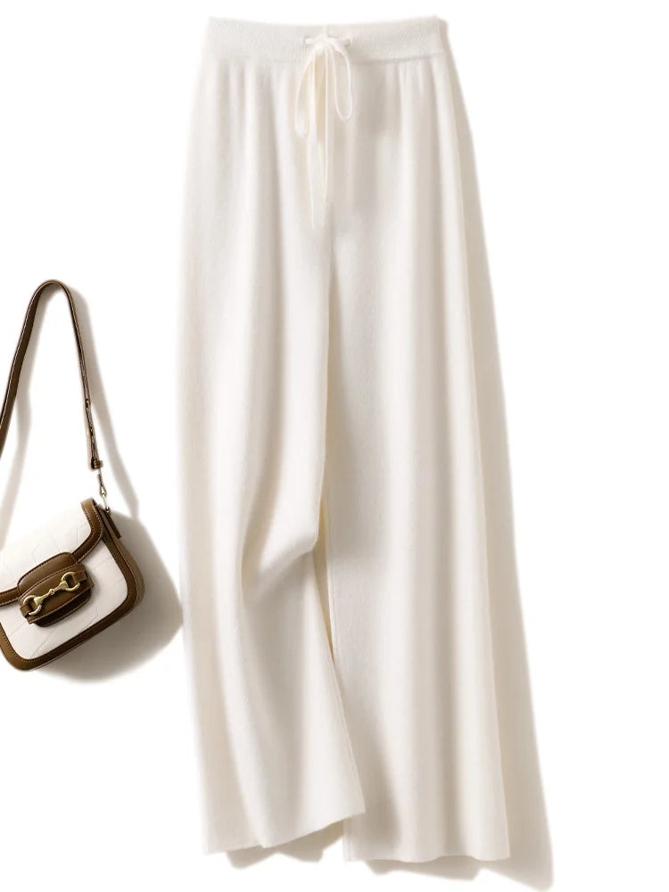 Pantalón Mujer Otoño/Invierno 100% Lana Merino – Corte Ancho Casual