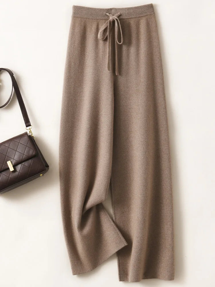 Pantalón Mujer Otoño/Invierno 100% Lana Merino – Corte Ancho Casual