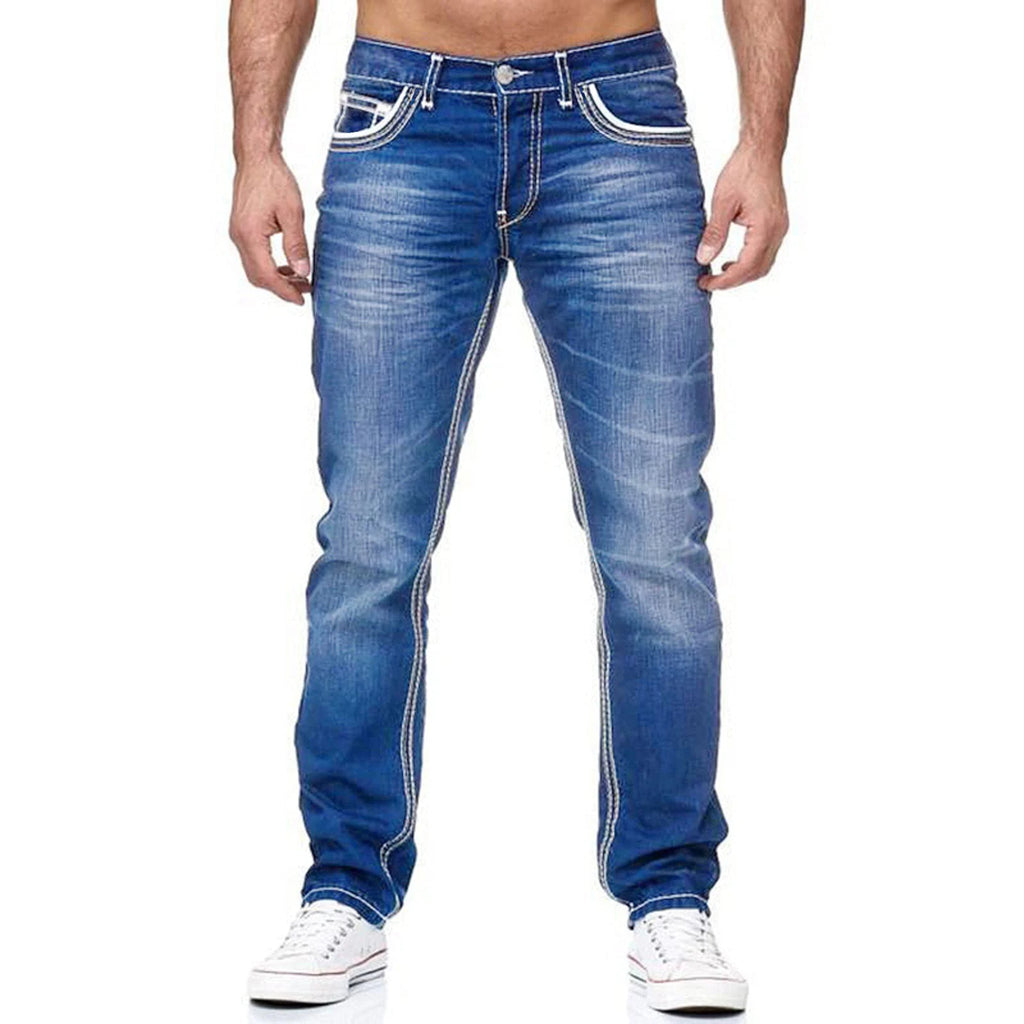 Jeans Rectos para Hombre de Mezclilla – Estilo Casual Streetwear, Negro y Azul Claro