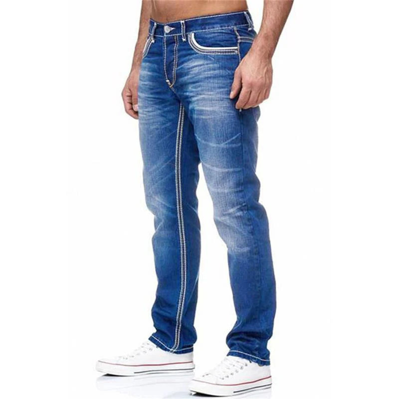 Jeans Rectos para Hombre de Mezclilla – Estilo Casual Streetwear, Negro y Azul Claro