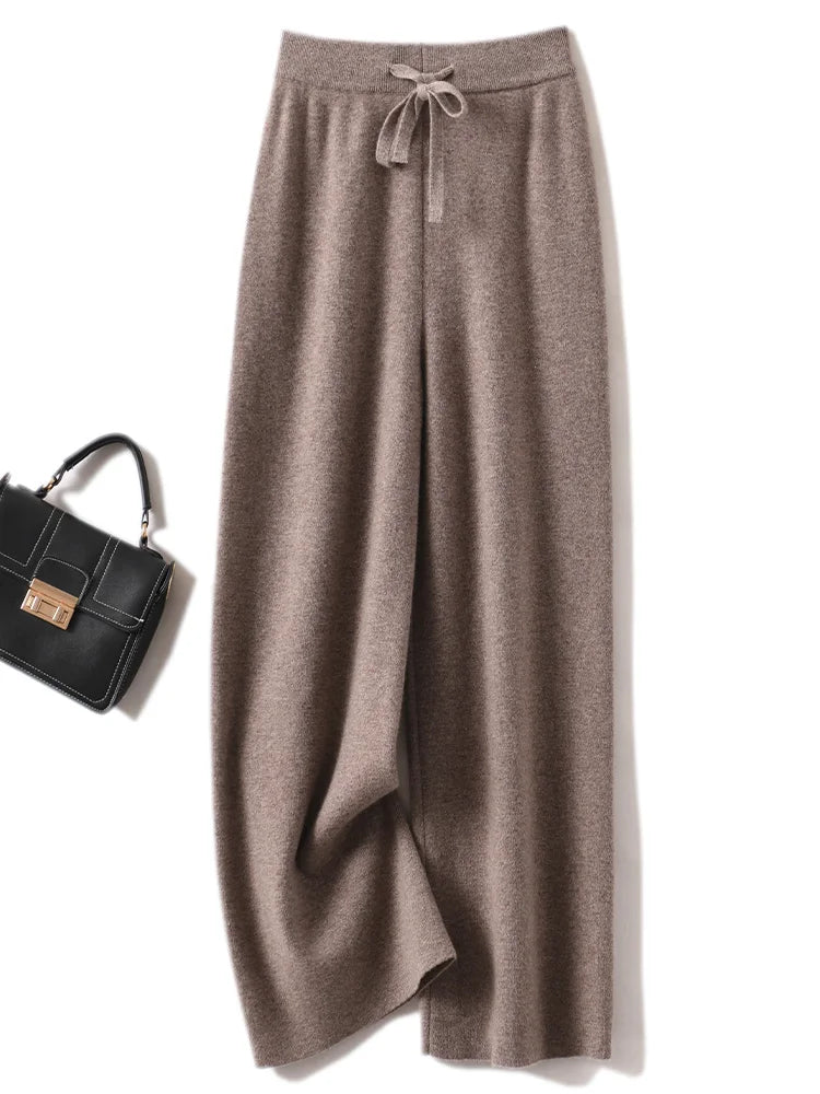 Pantalón Mujer Otoño/Invierno 100% Lana Merino – Corte Ancho Casual