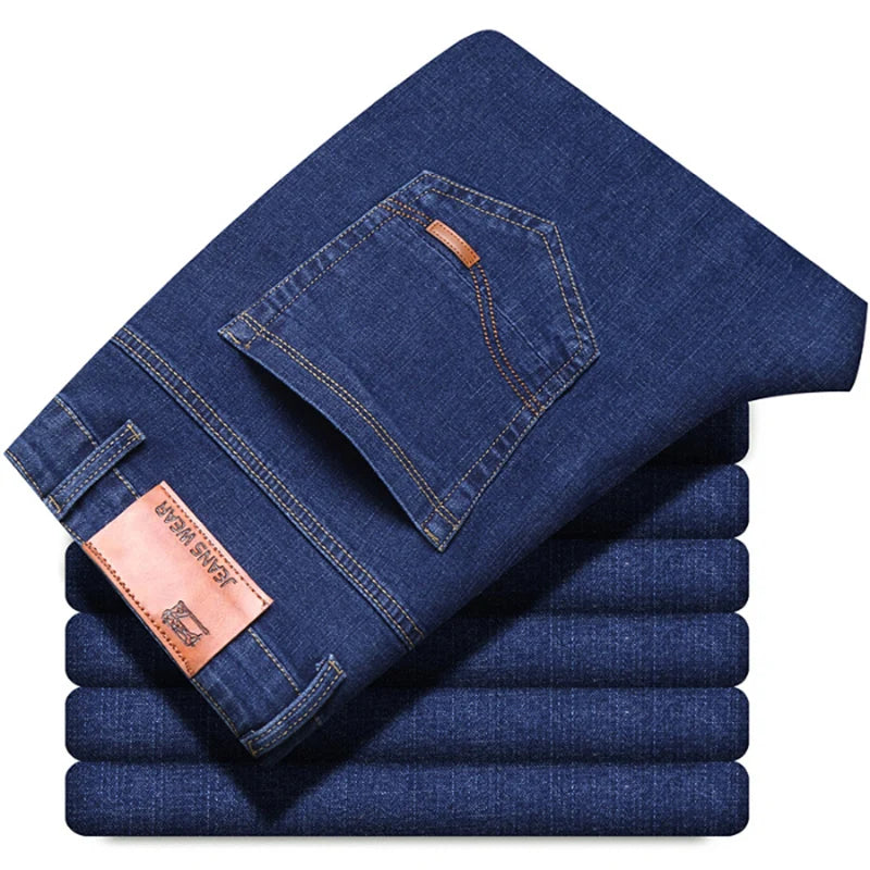 Jeans Slim Casual para Hombre de Mezclilla – Estilo Clásico, Elásticos, Negro y Azul