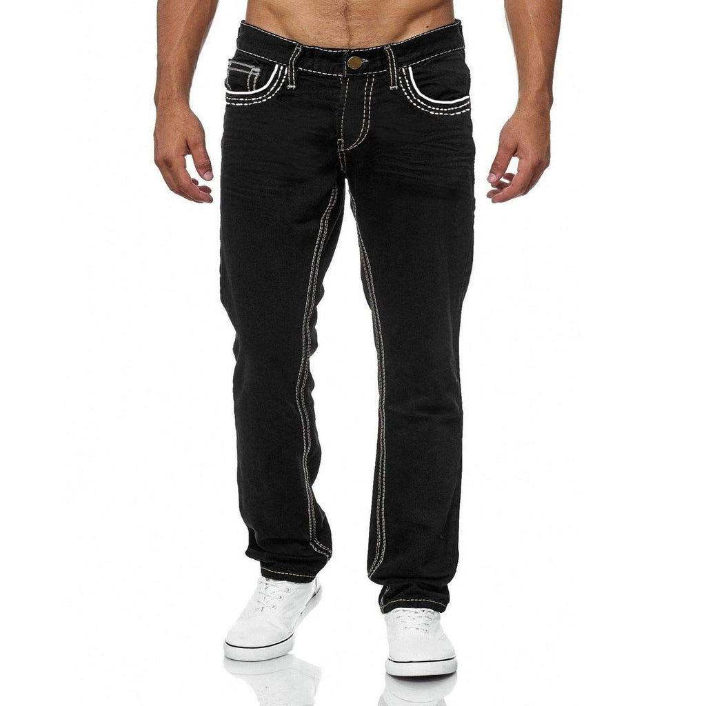 Jeans Rectos para Hombre de Mezclilla – Estilo Casual Streetwear, Negro y Azul Claro